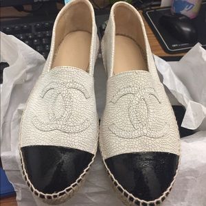 Chanel Crackled Leather Espadrilles
